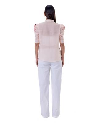 Peach linen gilia shirt 4
