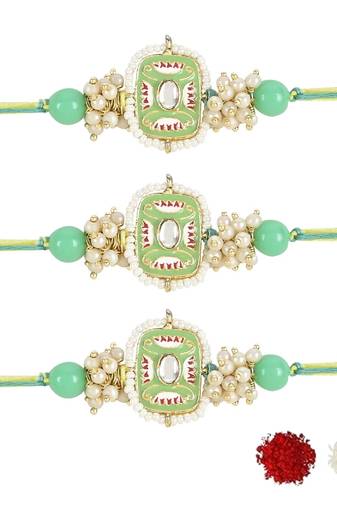 rakshabhandhan special kundan stone rakhi with roli chawal for bhaiya/brother/mens