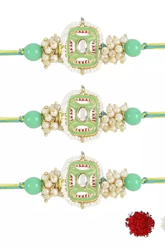 rakshabhandhan special kundan stone rakhi with roli chawal for bhaiya/brother/mens