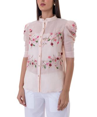 Peach linen gilia shirt 5