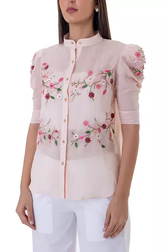 Peach linen gilia shirt
