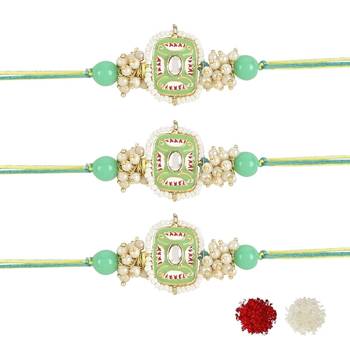 rakshabhandhan special kundan stone rakhi with roli chawal for bhaiya/brother/mens 2