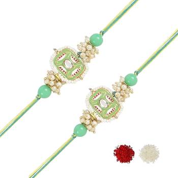 rakshabhandhan special kundan stone rakhi with roli chawal for bhaiya/brother/mens 2
