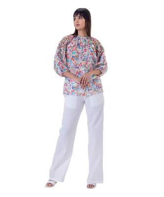 Multicolor linen flores top 2