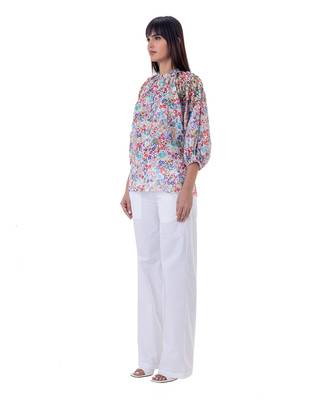 Multicolor linen flores top 4