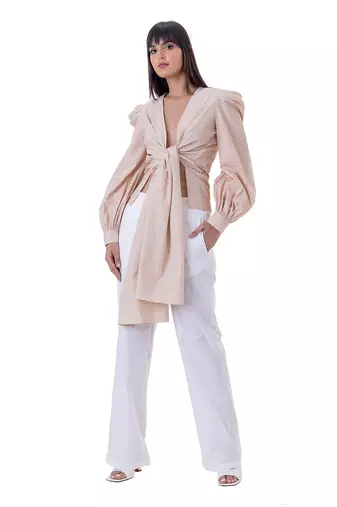 Beige cotton elm shirt