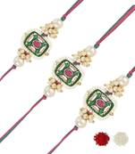 rakshabhandhan special kundan stone rakhi with roli chawal for bhaiya/brother/mens