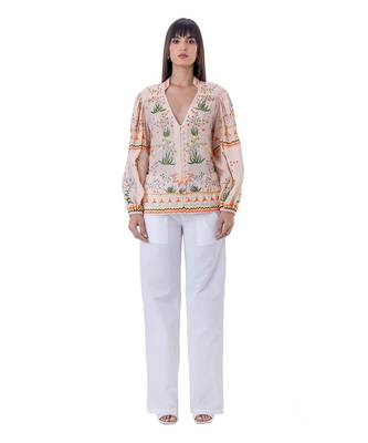 Peach linen julia top 1