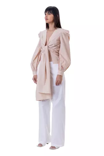 Beige cotton elm shirt