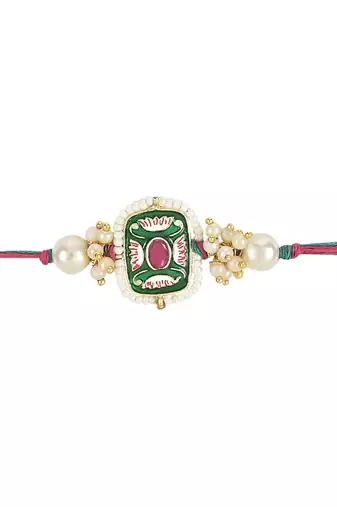 rakshabhandhan special kundan stone rakhi with roli chawal for bhaiya/brother/mens