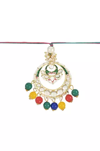 rakshabhandhan special kundan bhaiya bhabhi pearl hanging lumba bracelet rakhi combo set with roli chawal
