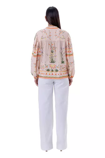 Peach linen julia top