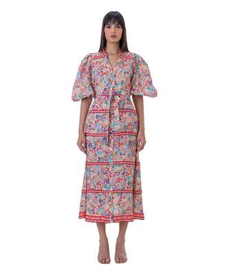 Multicolor linen orcal dress 1