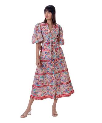 Multicolor linen orcal dress 3