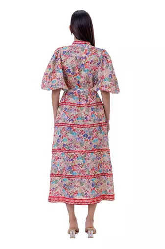 Multicolor linen orcal dress