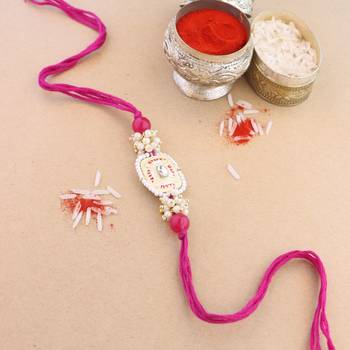 rakshabhandhan special kundan stone rakhi with roli chawal for bhaiya/brother/mens  1