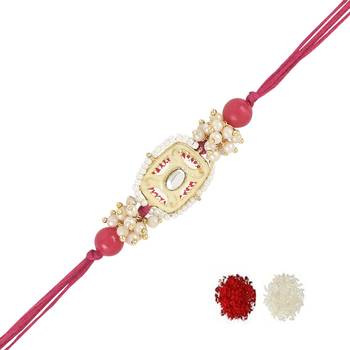 rakshabhandhan special kundan stone rakhi with roli chawal for bhaiya/brother/mens  2
