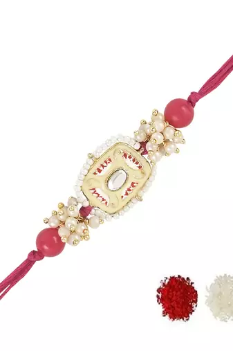 rakshabhandhan special kundan stone rakhi with roli chawal for bhaiya/brother/mens 
