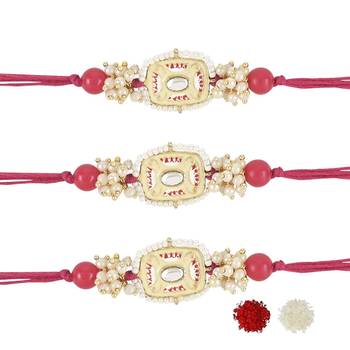 rakshabhandhan special kundan stone rakhi with roli chawal for bhaiya/brother/mens  1