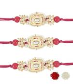 rakshabhandhan special kundan stone rakhi with roli chawal for bhaiya/brother/mens