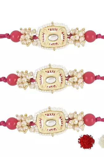 rakshabhandhan special kundan stone rakhi with roli chawal for bhaiya/brother/mens 