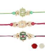 rakshabhandhan special kundan stone rakhi with roli chawal for bhaiya/brother/mens