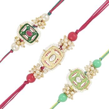 rakshabhandhan special kundan stone rakhi with roli chawal for bhaiya/brother/mens 2