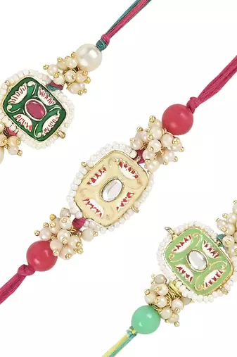 rakshabhandhan special kundan stone rakhi with roli chawal for bhaiya/brother/mens