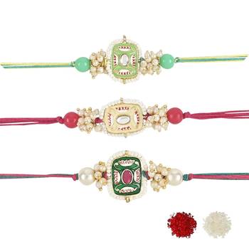 rakshabhandhan special kundan stone rakhi with roli chawal for bhaiya/brother/mens 3