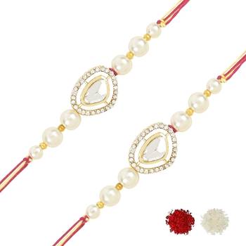 rakshabhandhan special kundan stone rakhi with roli chawal for bhaiya/brother/mens  1