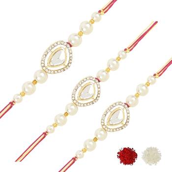 rakshabhandhan special kundan stone rakhi with roli chawal for bhaiya/brother/mens  1