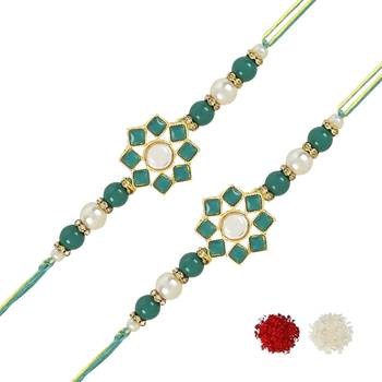 rakshabhandhan special kundan stone rakhi with roli chawal for bhaiya/brother/mens  2