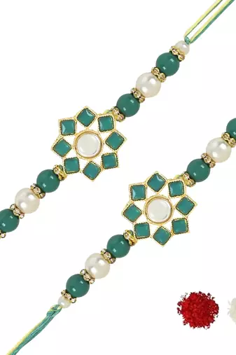 rakshabhandhan special kundan stone rakhi with roli chawal for bhaiya/brother/mens 
