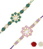 rakshabhandhan special kundan stone rakhi with roli chawal for bhaiya/brother/mens