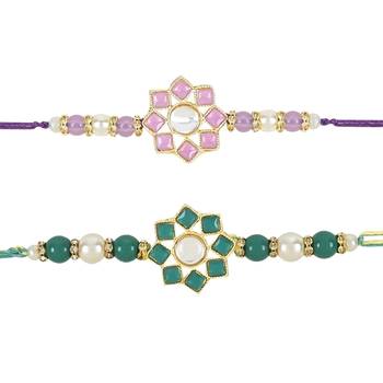 rakshabhandhan special kundan stone rakhi with roli chawal for bhaiya/brother/mens 2