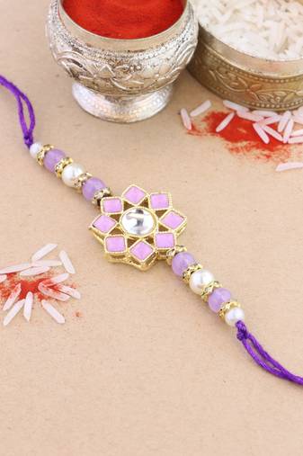 rakshabhandhan special kundan stone rakhi with roli chawal for bhaiya/brother/mens 