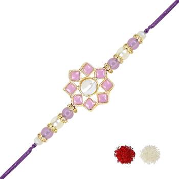 rakshabhandhan special kundan stone rakhi with roli chawal for bhaiya/brother/mens  2
