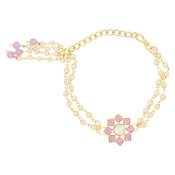 rakshabhandhan special designer pearl hanging lumba bracelet rakhi for bhabhi/sister  1