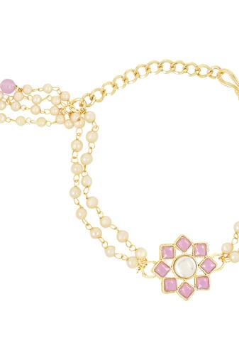 rakshabhandhan special designer pearl hanging lumba bracelet rakhi for bhabhi/sister (r108pu-l)