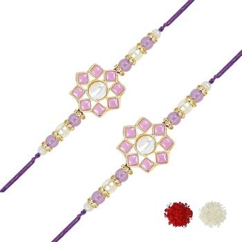 rakshabhandhan special kundan stone rakhi with roli chawal for bhaiya/brother/mens 2