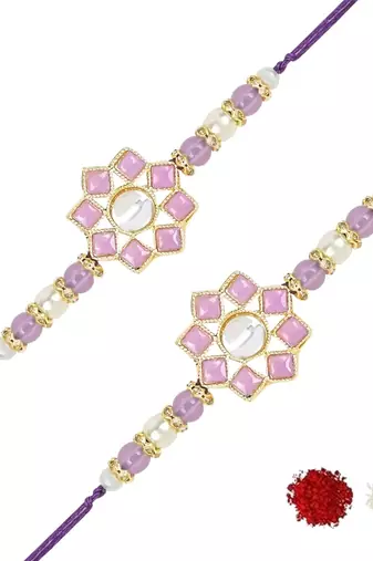 rakshabhandhan special kundan stone rakhi with roli chawal for bhaiya/brother/mens