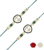 rakshabhandhan special kundan stone rakhi with roli chawal for bhaiya/brother/mens