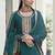 Designer Palazzo Salwar Kameez Embroidered Georgette in Teal blue