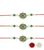 rakshabhandhan special kundan stone rakhi with roli chawal for bhaiya/brother/mens
