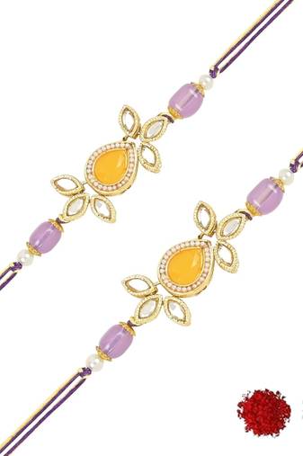 rakshabhandhan special kundan stone rakhi with roli chawal for bhaiya/brother/mens