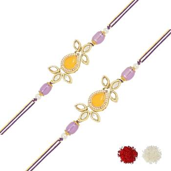 rakshabhandhan special kundan stone rakhi with roli chawal for bhaiya/brother/mens 2