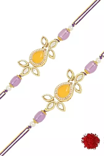 rakshabhandhan special kundan stone rakhi with roli chawal for bhaiya/brother/mens
