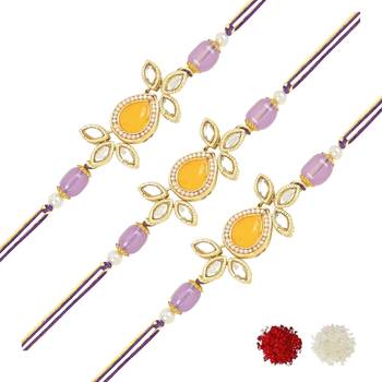 rakshabhandhan special kundan stone rakhi with roli chawal for bhaiya/brother/mens 1