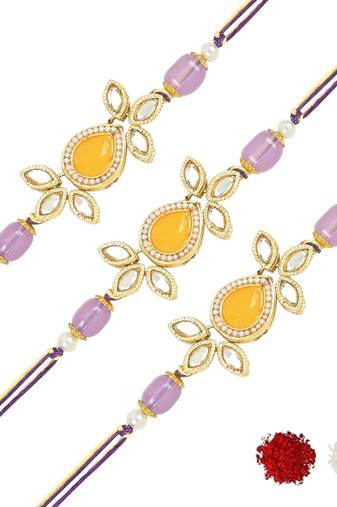 rakshabhandhan special kundan stone rakhi with roli chawal for bhaiya/brother/mens