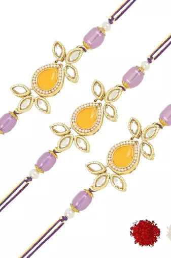 rakshabhandhan special kundan stone rakhi with roli chawal for bhaiya/brother/mens